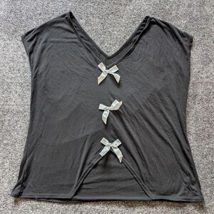 Elegant Black Top with Bow Accents